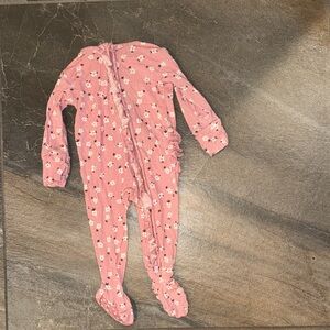 Posh Peanut Bamboo Pink Floral Kids One Piece Footie with Ruffles 0-3 m